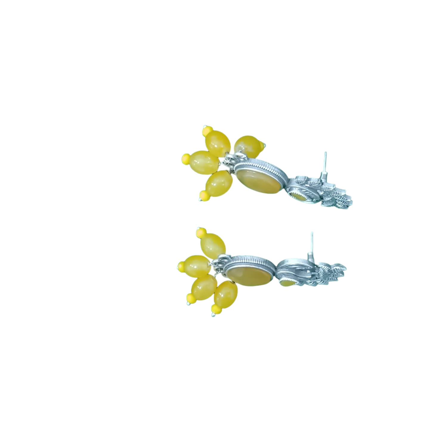 Opulent Peacock Shaped Silver Replica Earrings