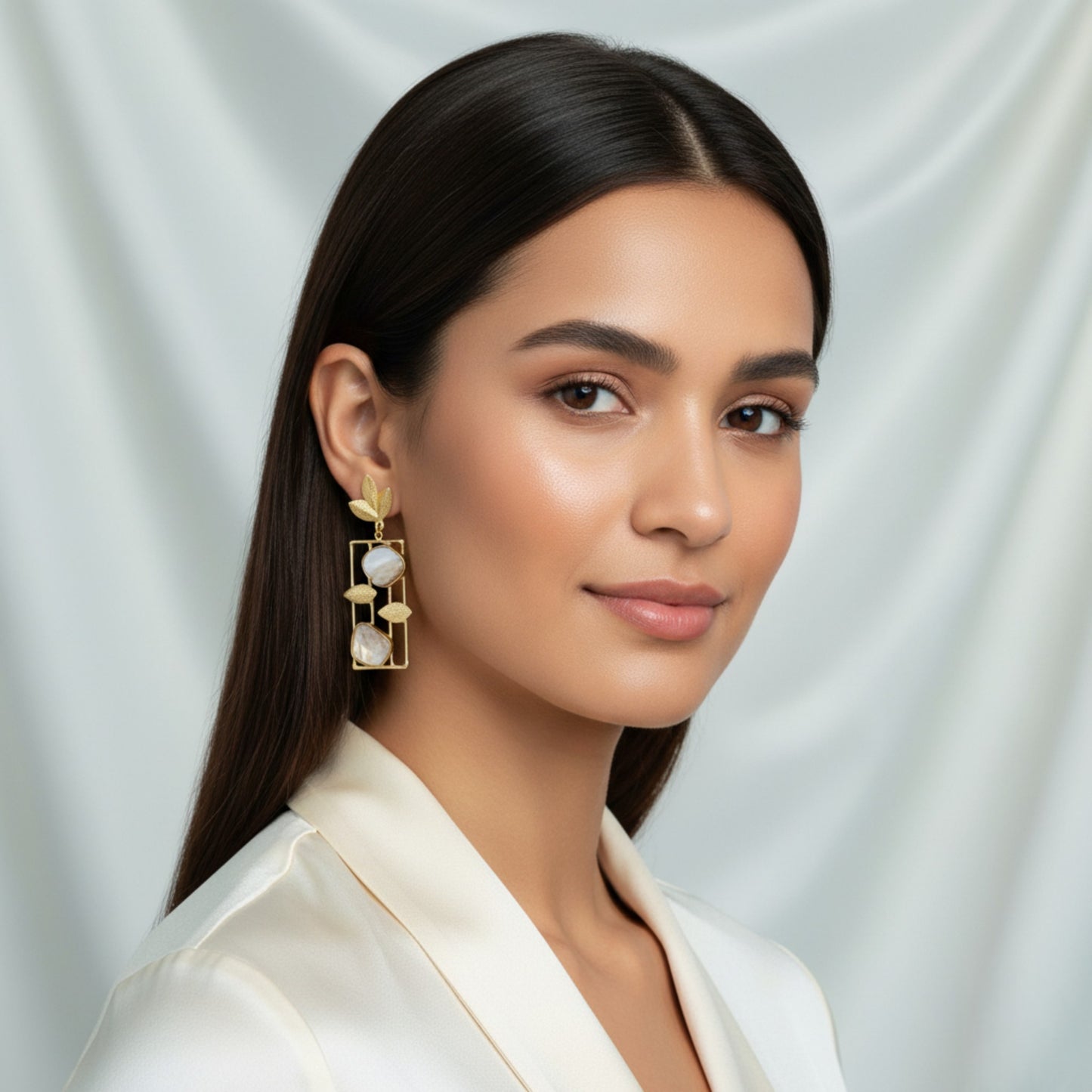 Classy Stone with leaf designer earrings