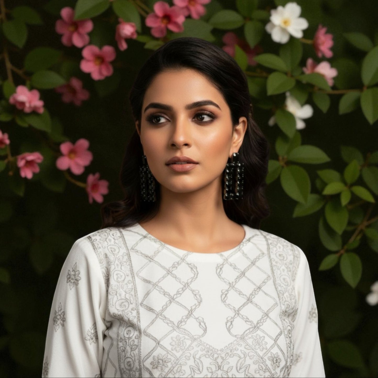 Elegant Rectangular Stone Studded Earrings