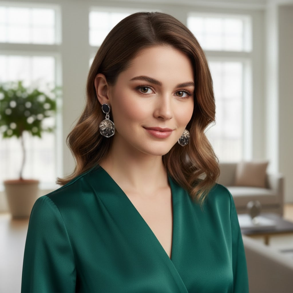 Exquisite Gem black stone Earrings