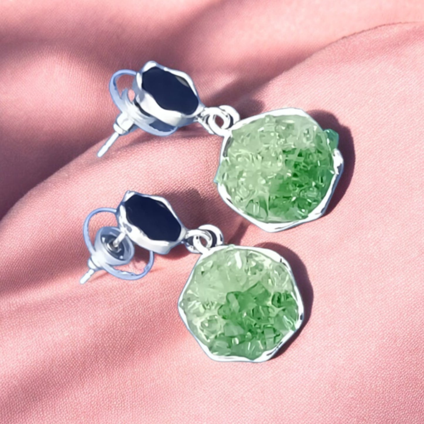 Exquisite Green and Black Gem stone earrings