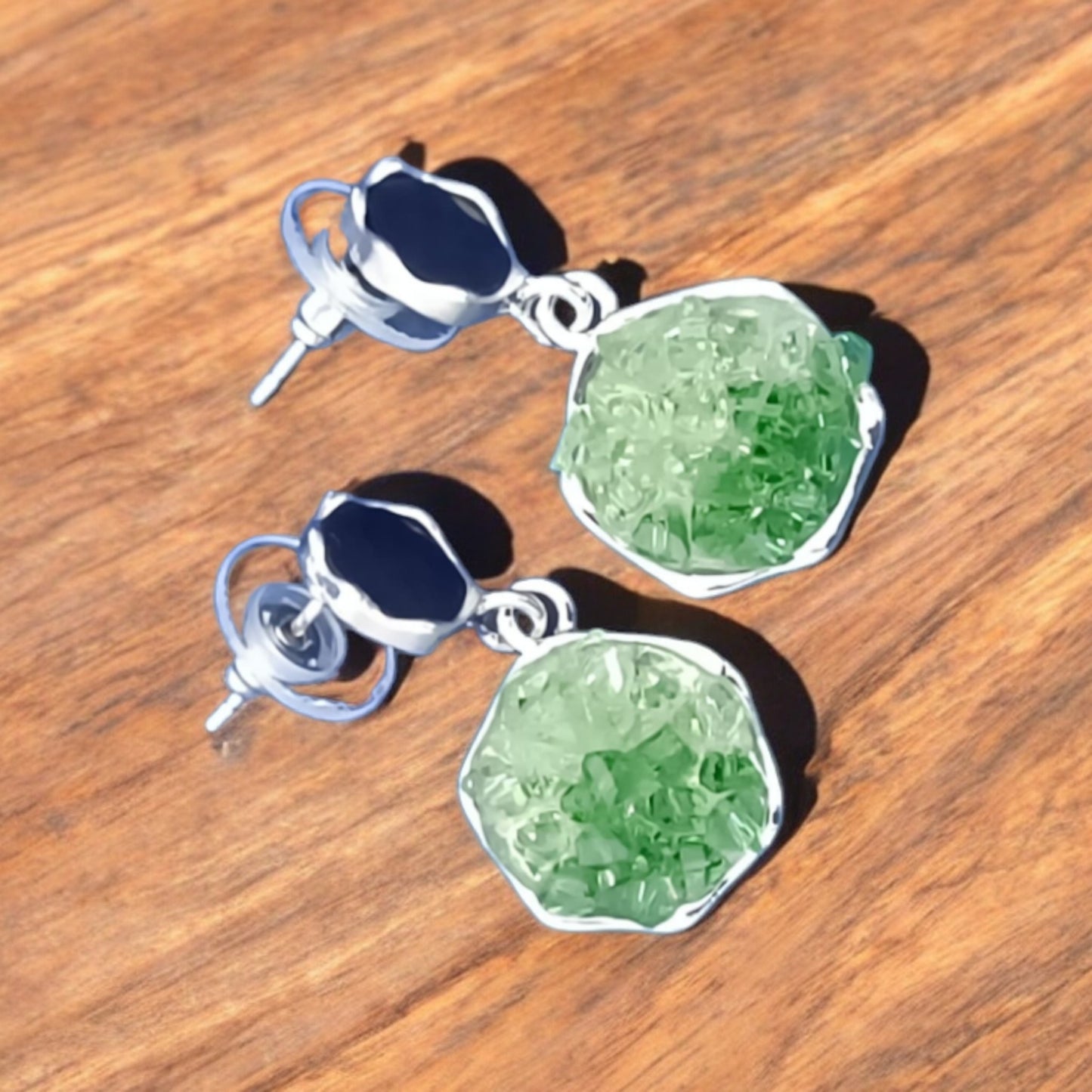 Exquisite Green and Black Gem stone earrings