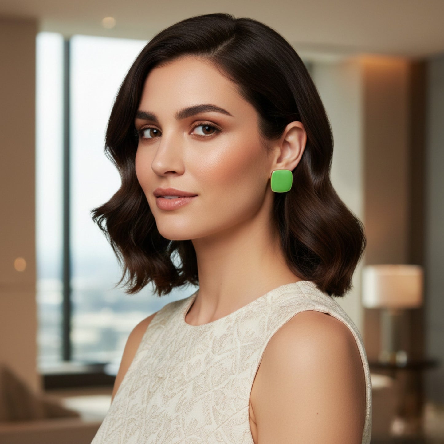 Elegant Square Design Stud Earrings