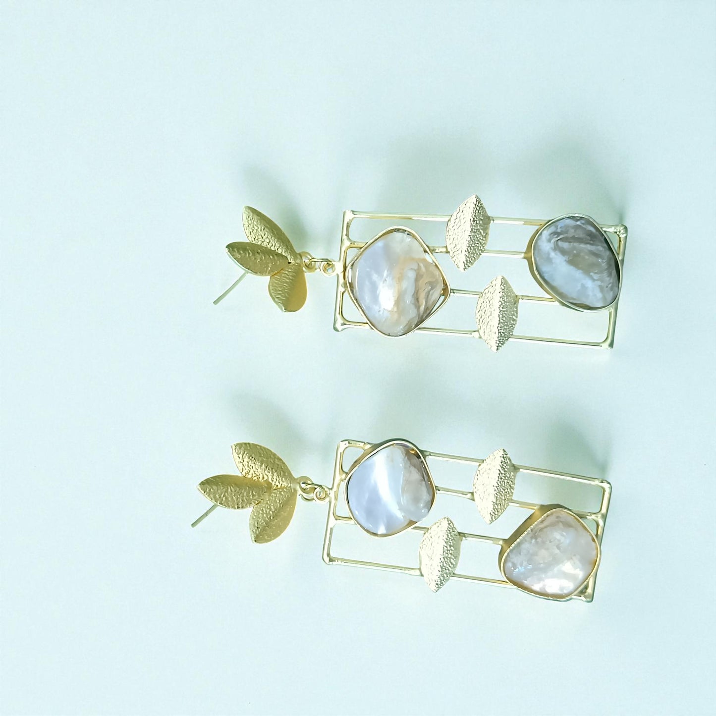 Classy Stone with leaf designer earrings