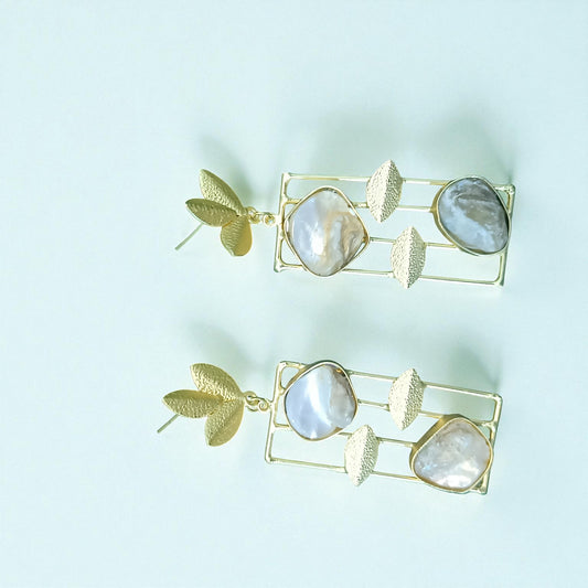 Classy Stone with leaf designer earrings