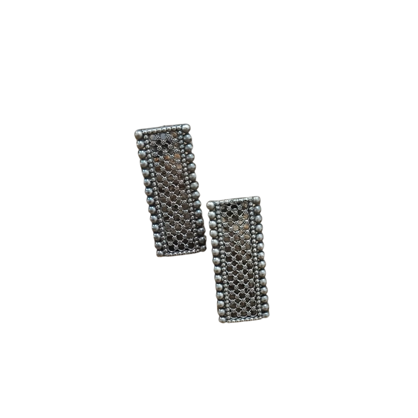 Stylish Door Shaped Silver Replica Earrings