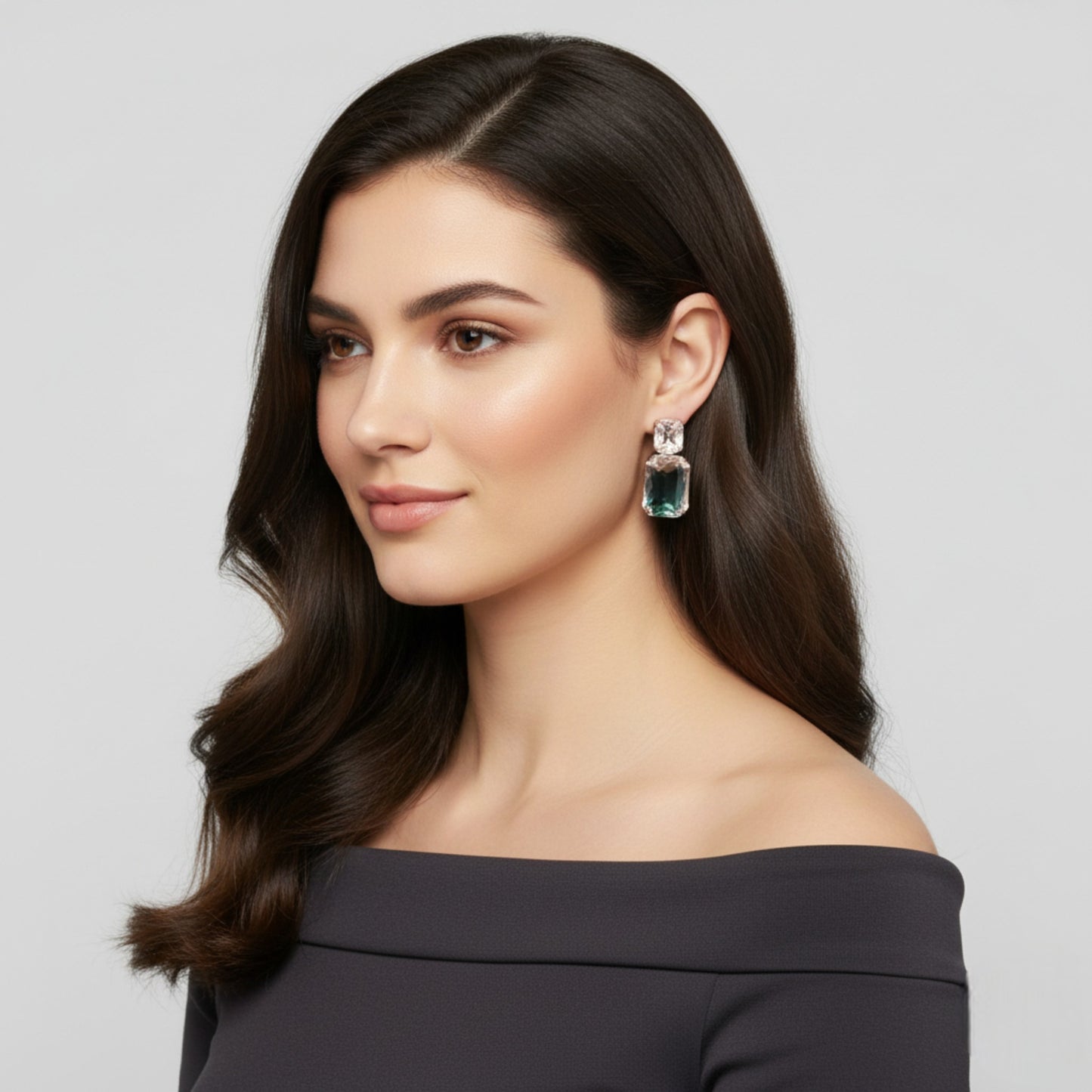 Radiant Crystal Rectangular Earrings