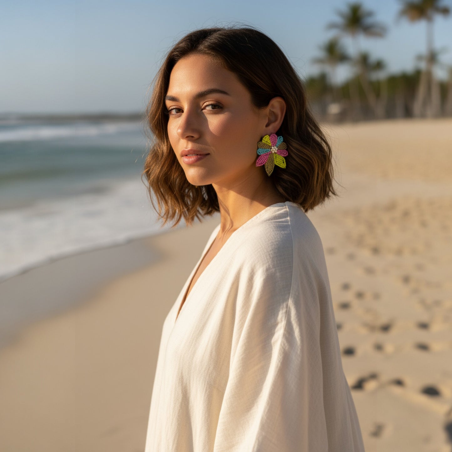 Handcrafted Multicolour Flower Earrings