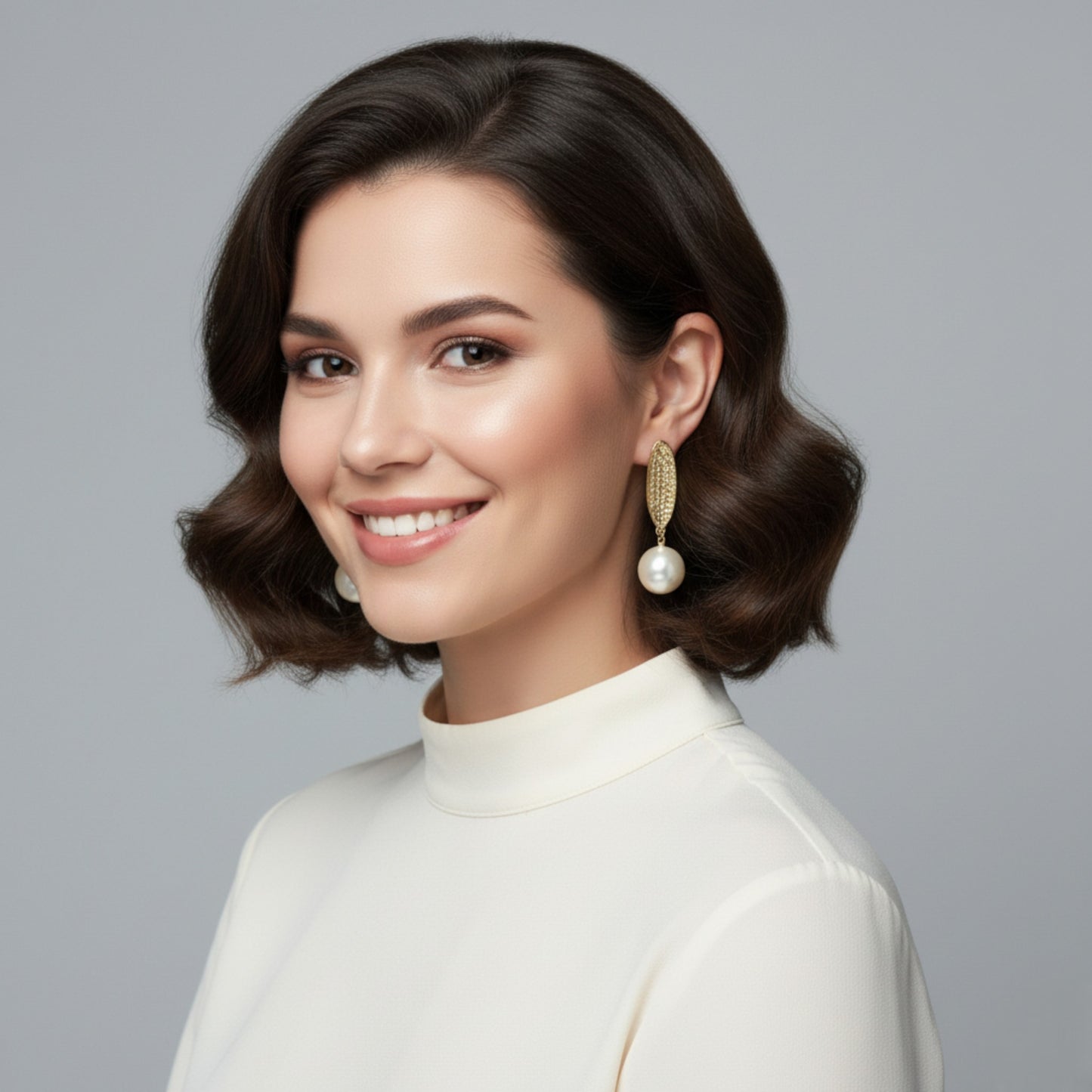 Classy Leaf with Pearl Earrings