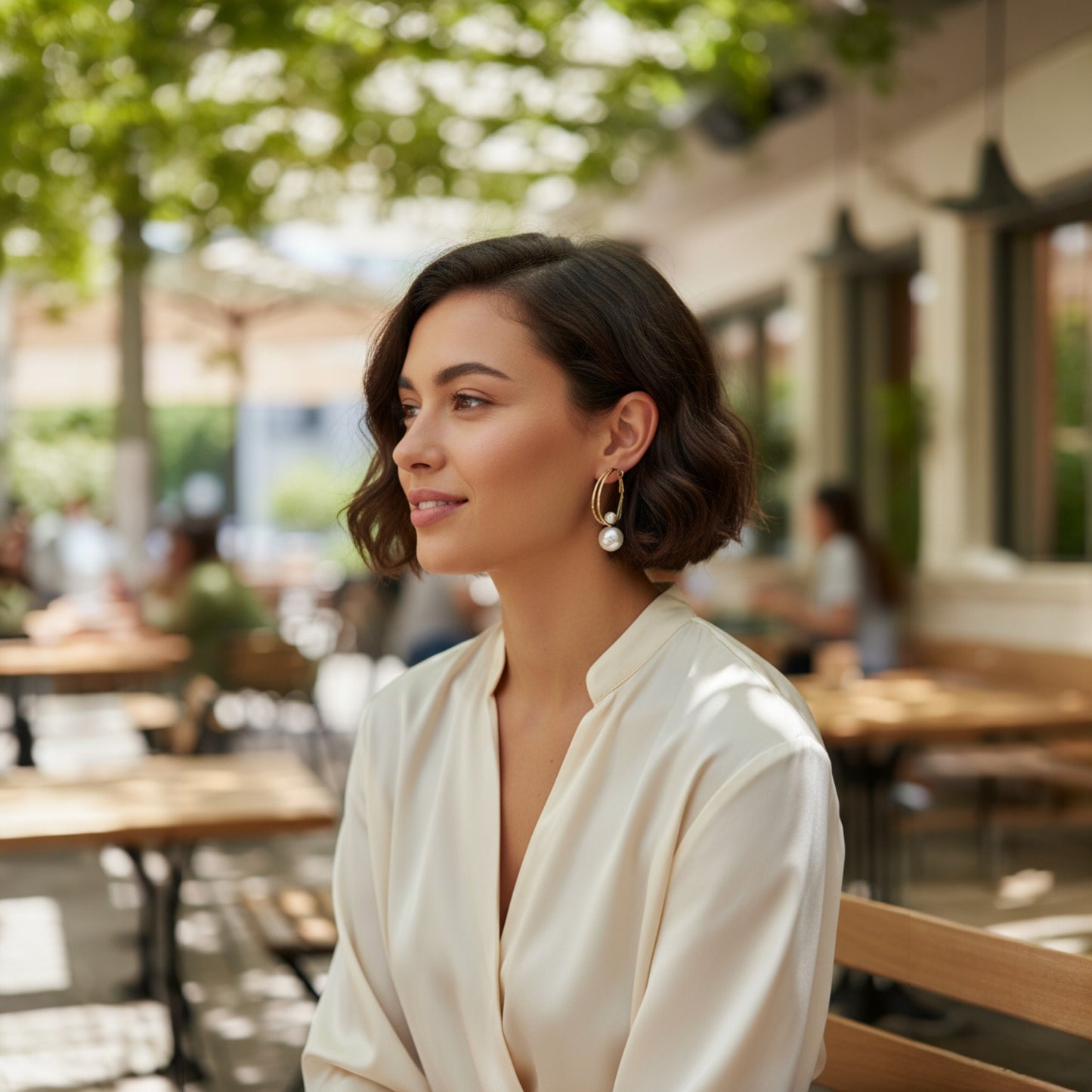 Elegant Pearl Design Hoop Earrings