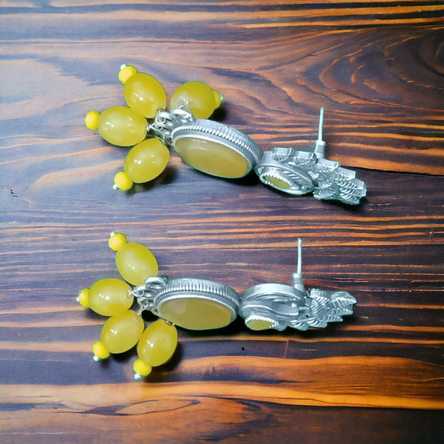 Opulent Peacock Shaped Silver Replica Earrings