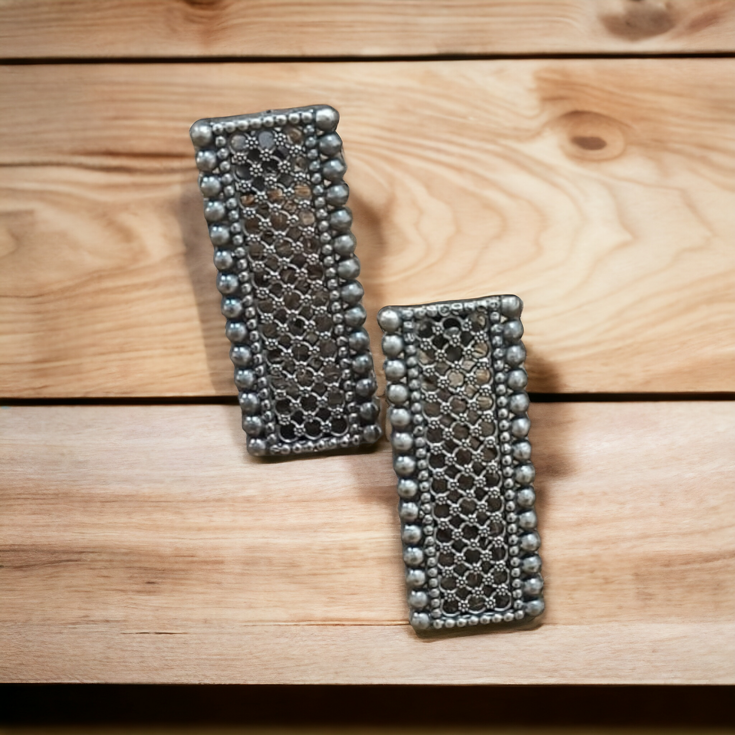 Stylish Door Shaped Silver Replica Earrings