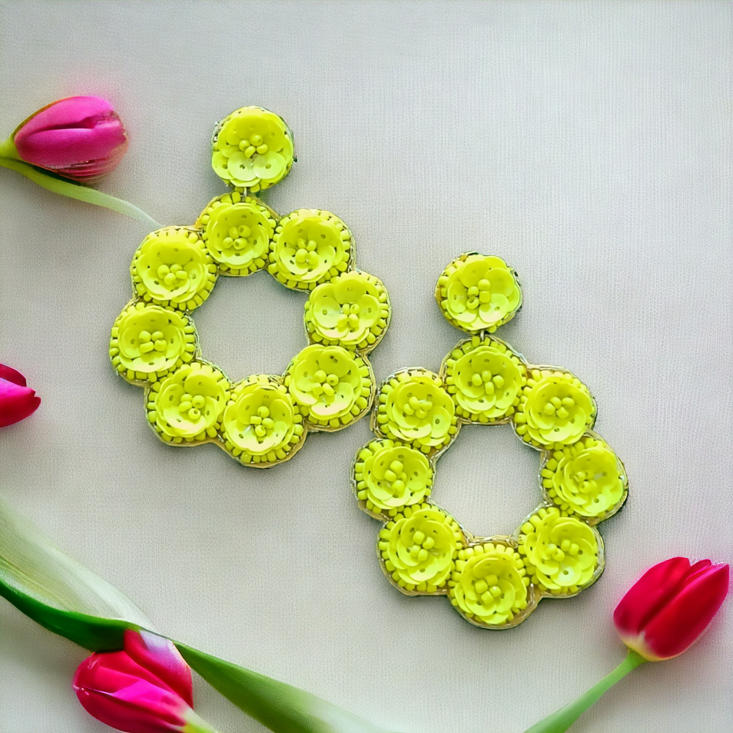 Handcrafted Yellow Flower Earrings