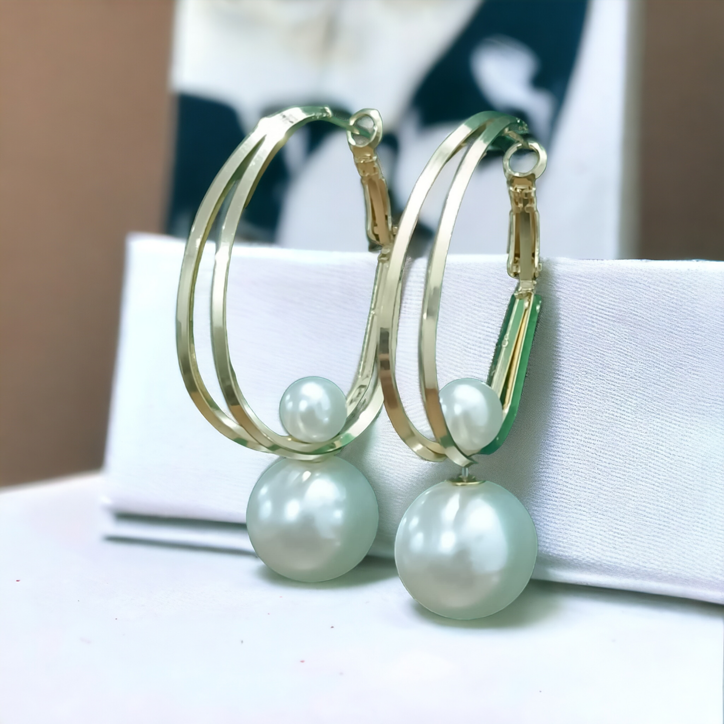 Elegant Pearl Design Hoop Earrings