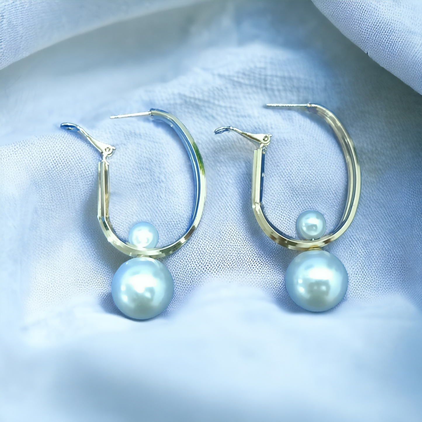 Elegant Pearl Design Hoop Earrings