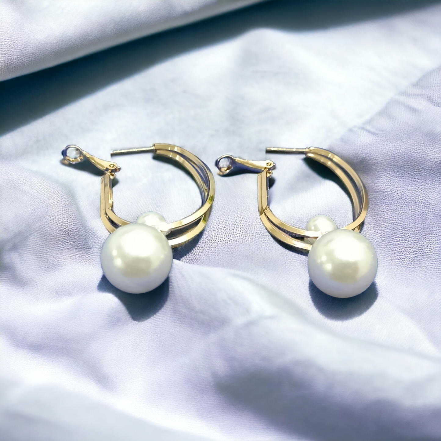 Elegant Pearl Design Hoop Earrings