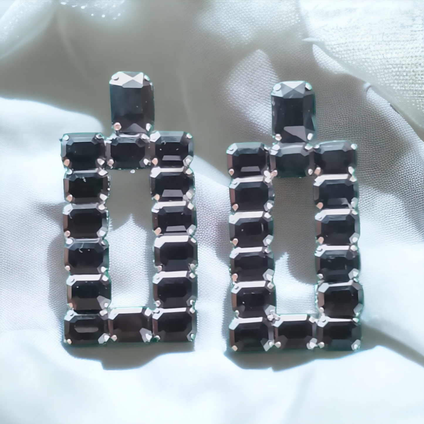 Elegant Rectangular Stone Studded Earrings