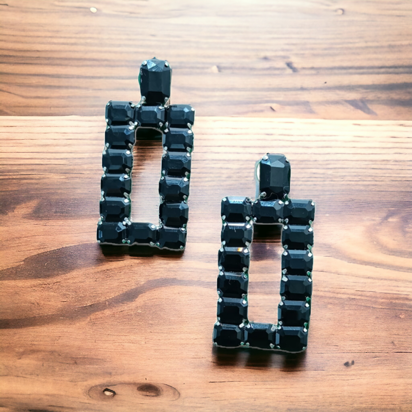 Elegant Rectangular Stone Studded Earrings