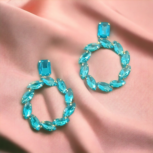 Radiant Stone Studded Round Earrings