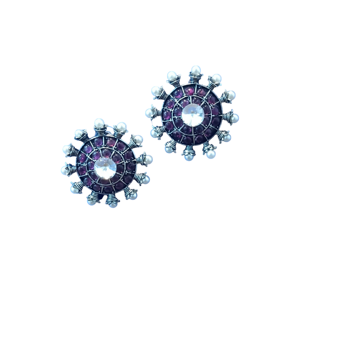 Serene Round Stud Earrings with Pearls