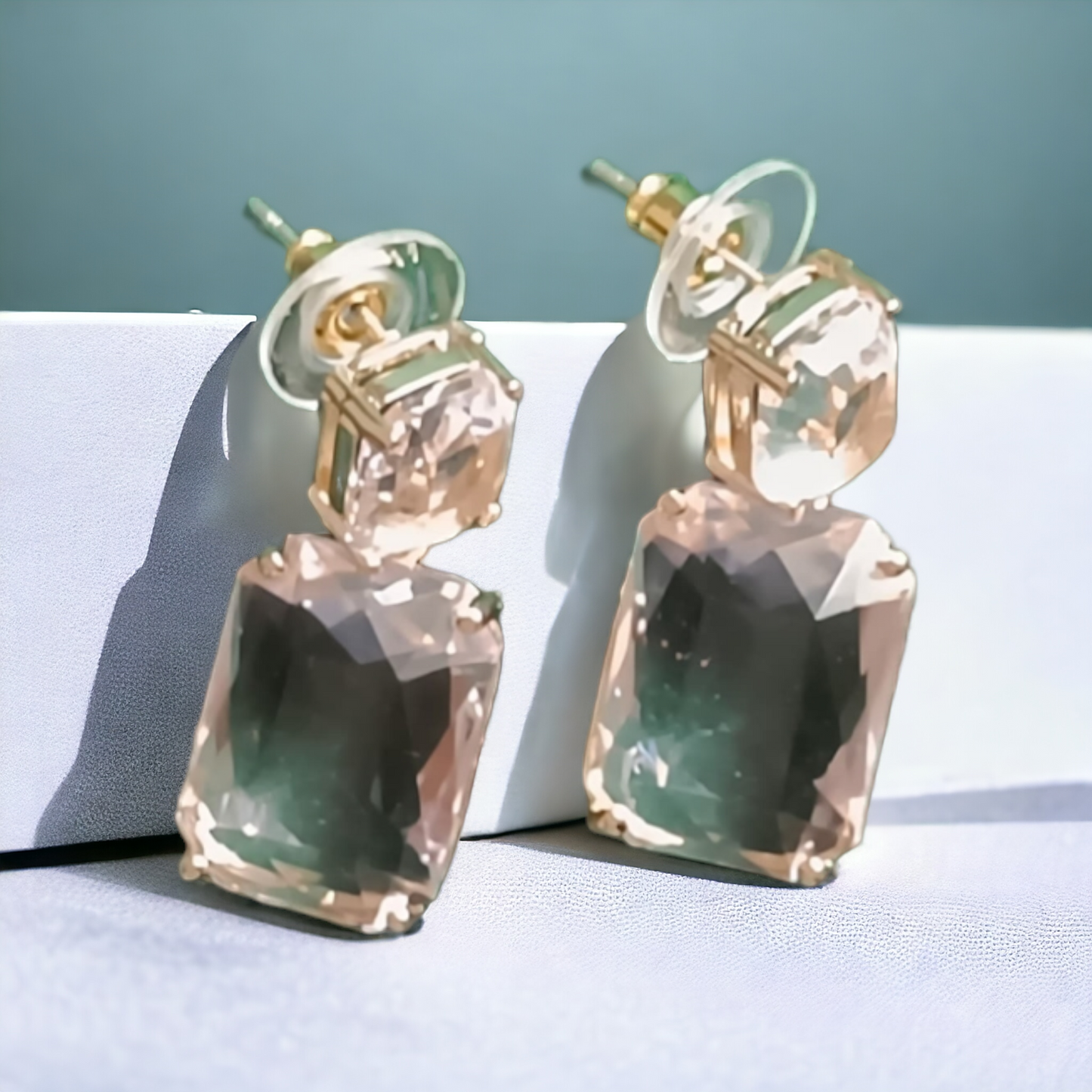 Radiant Crystal Rectangular Earrings