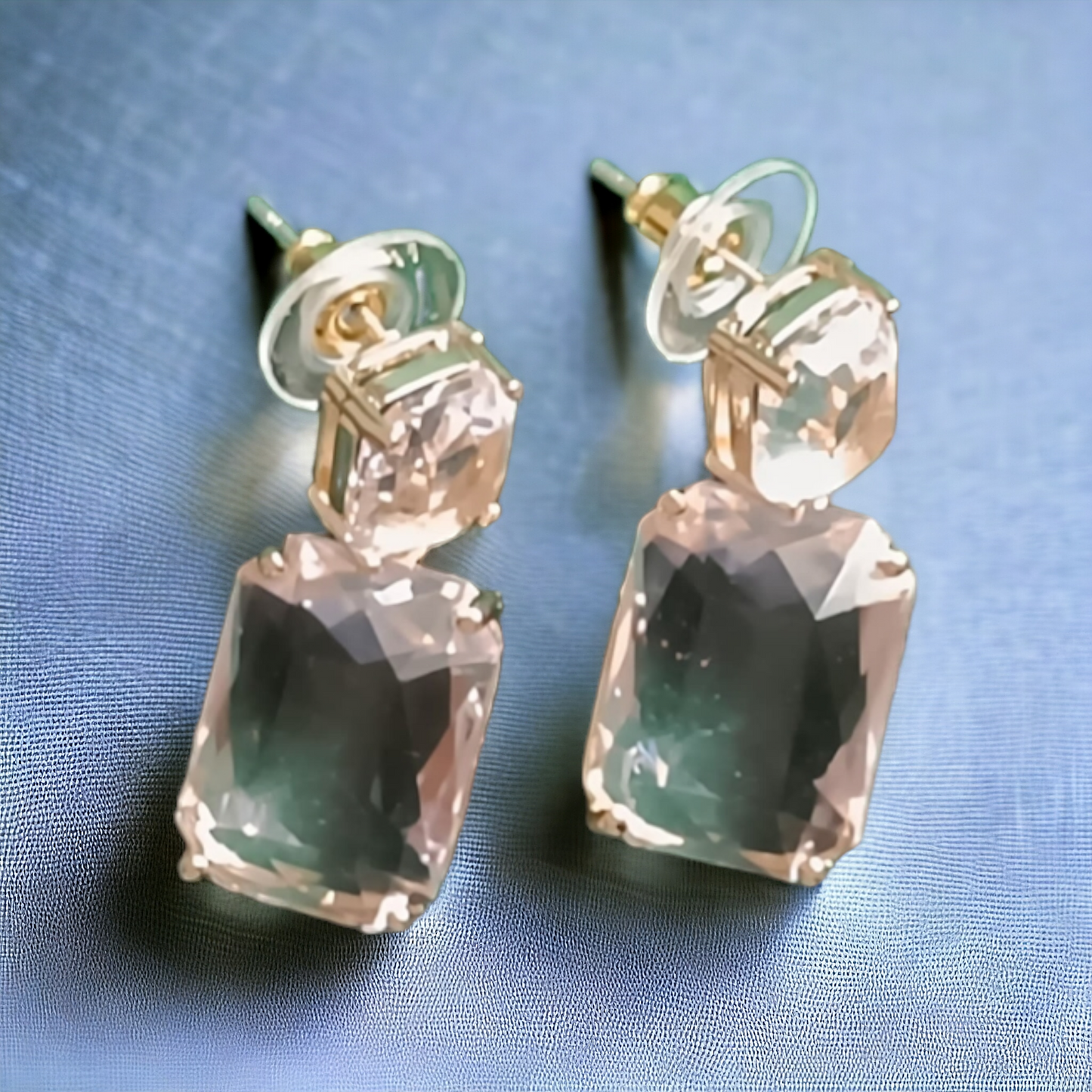 Radiant Crystal Rectangular Earrings