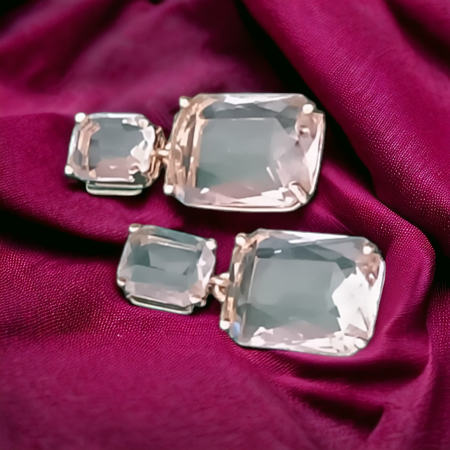 Radiant Crystal Rectangular Earrings