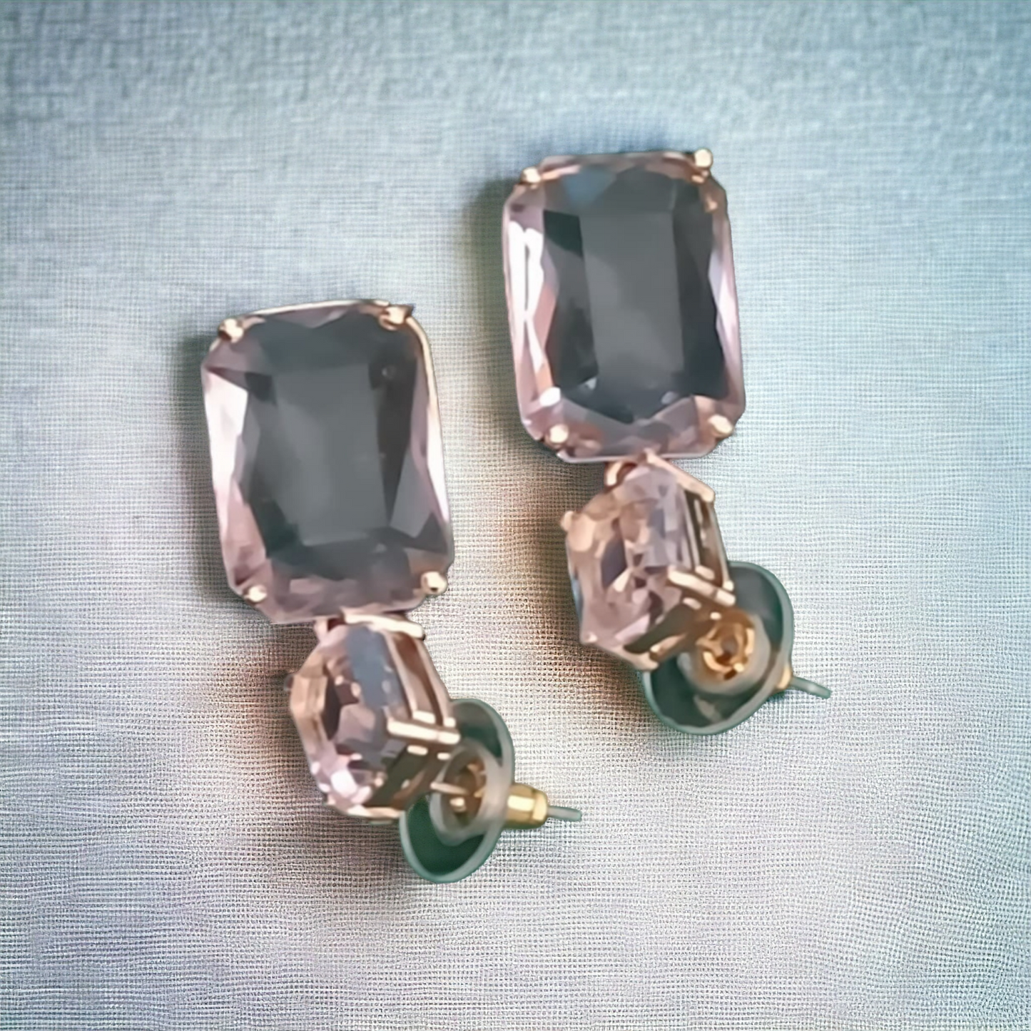 Radiant Crystal Rectangular Earrings