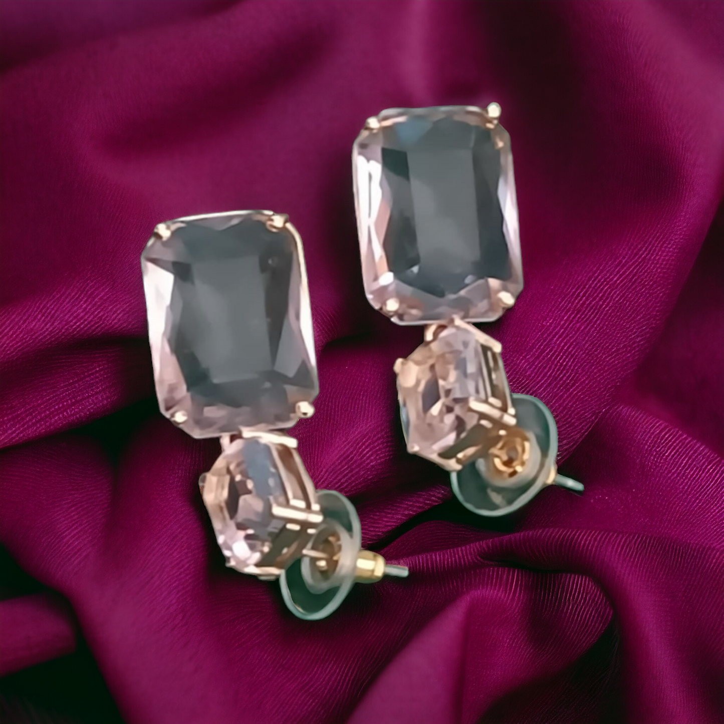 Radiant Crystal Rectangular Earrings