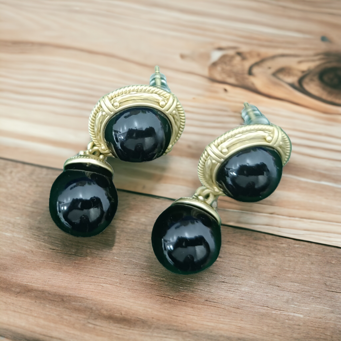 Classic black and golden Earrings