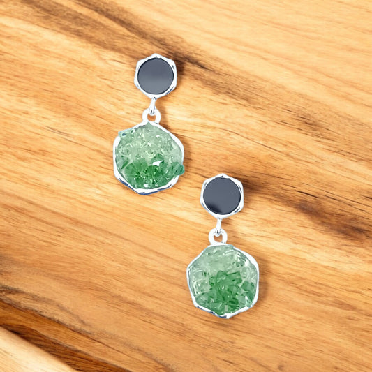 Exquisite Green and Black Gem stone earrings