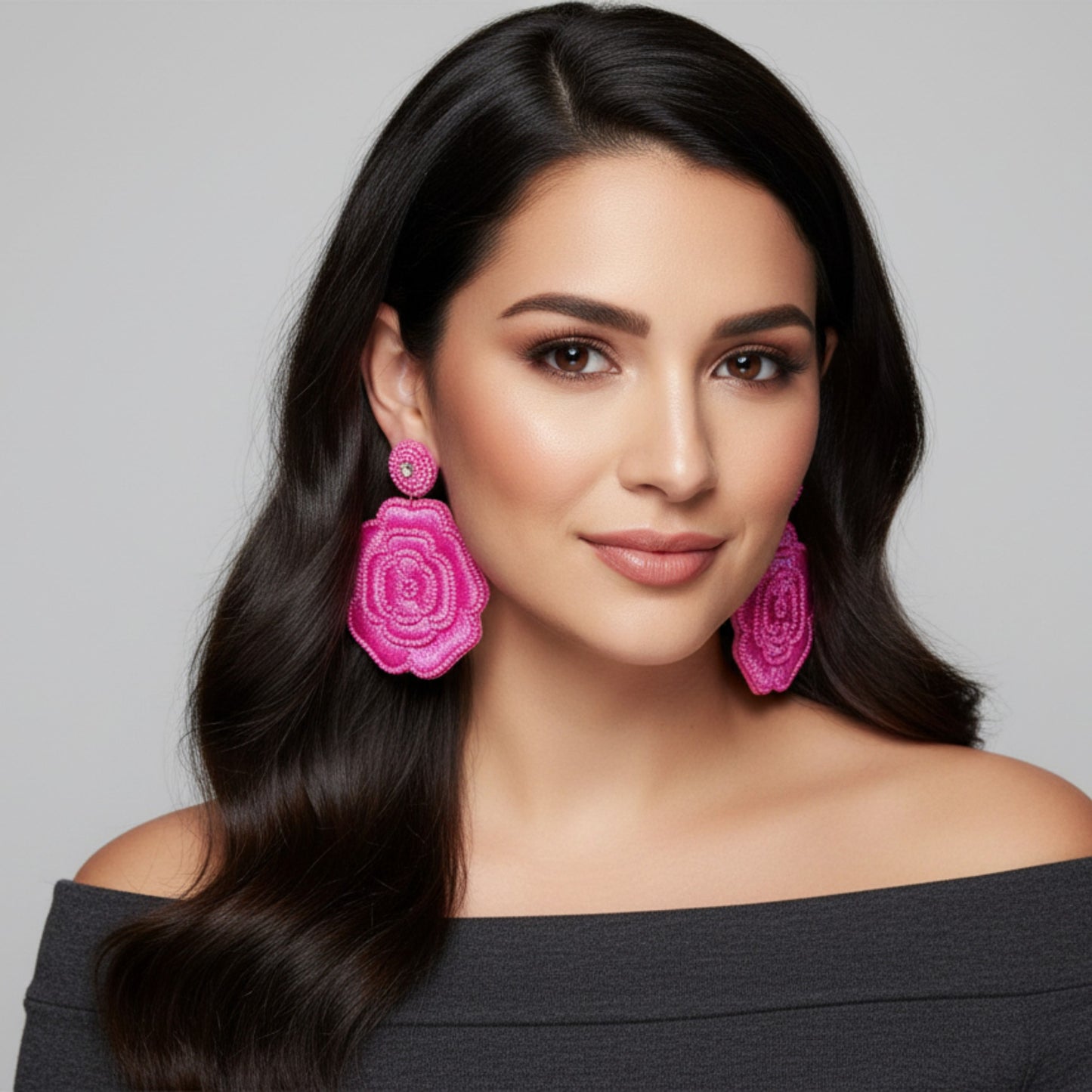 Handcrafted flower shaped pink Earrings