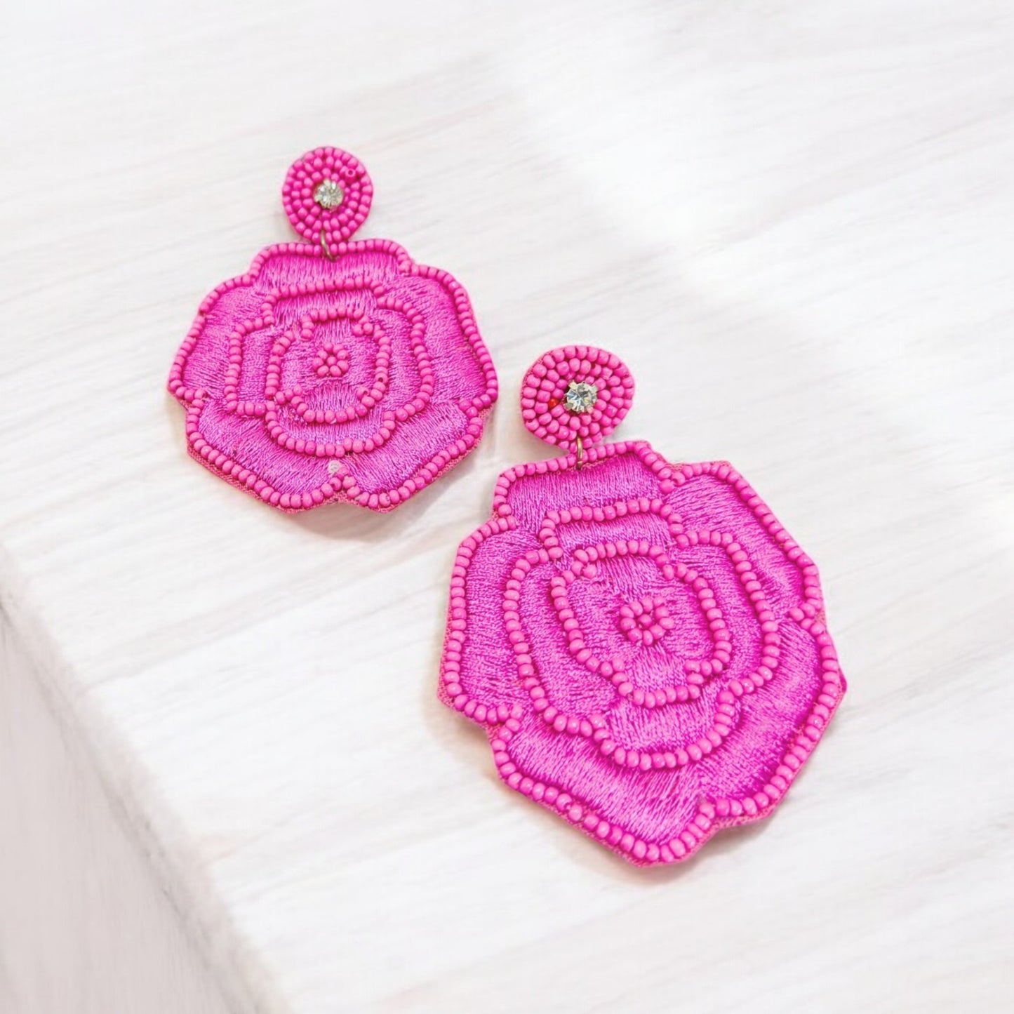Handcrafted flower shaped pink Earrings