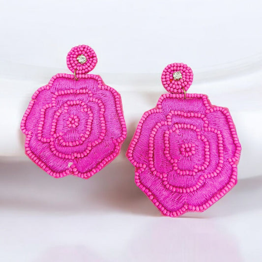 Handcrafted flower shaped pink Earrings