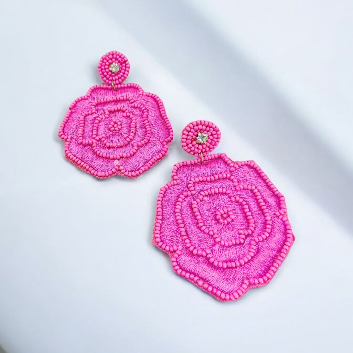 Handcrafted flower shaped pink Earrings