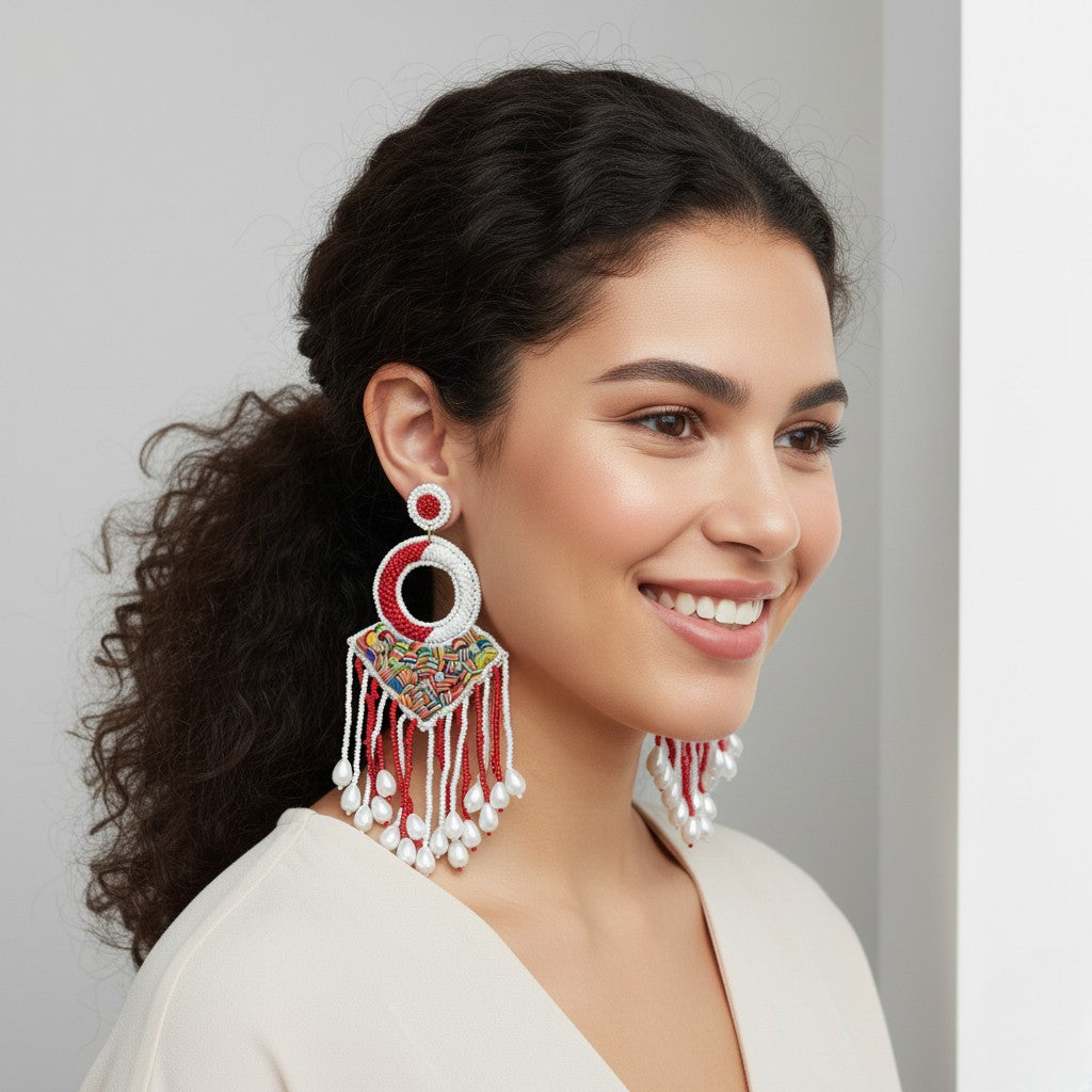 Handmade Dangler Earrings with Pearls