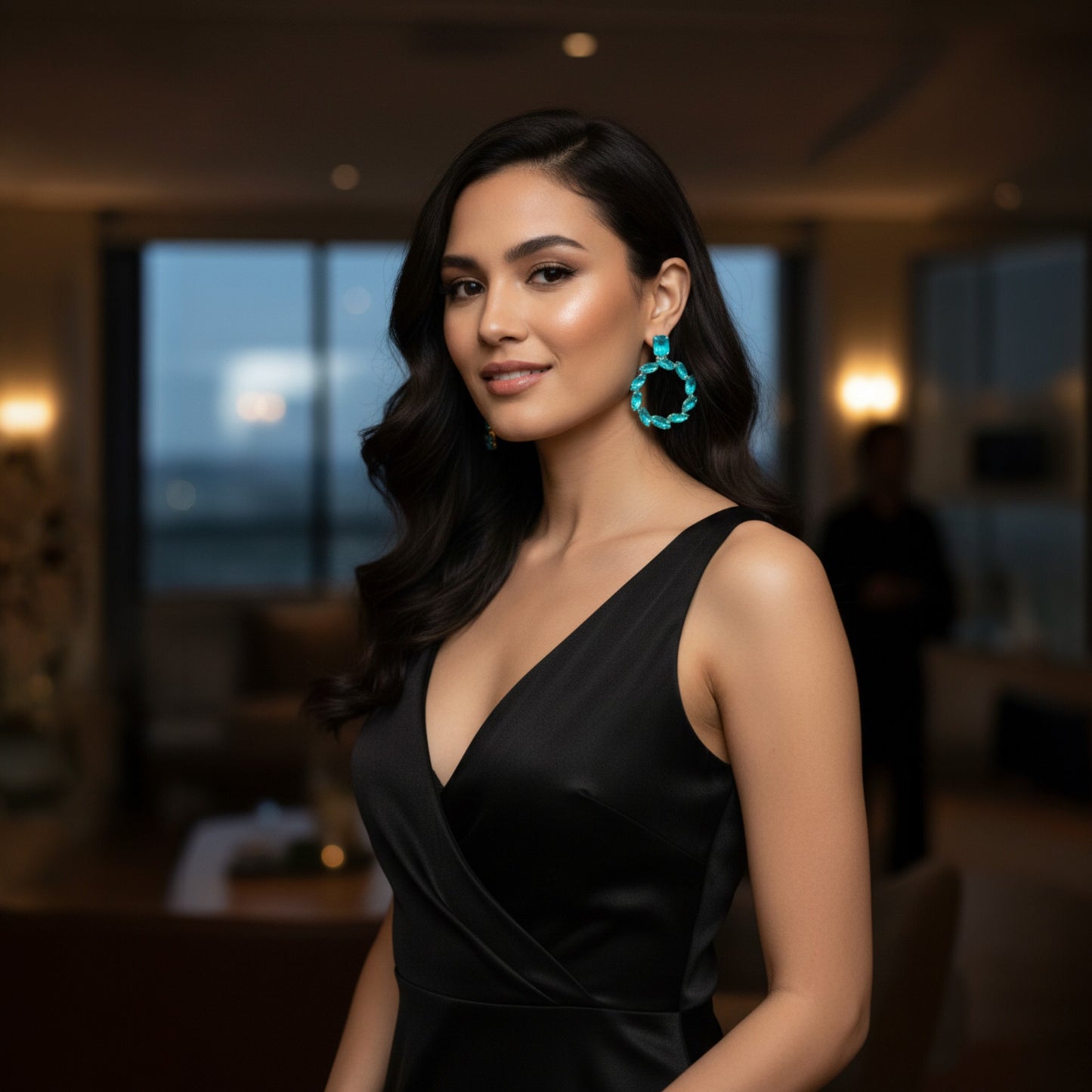 Radiant Stone Studded Round Earrings